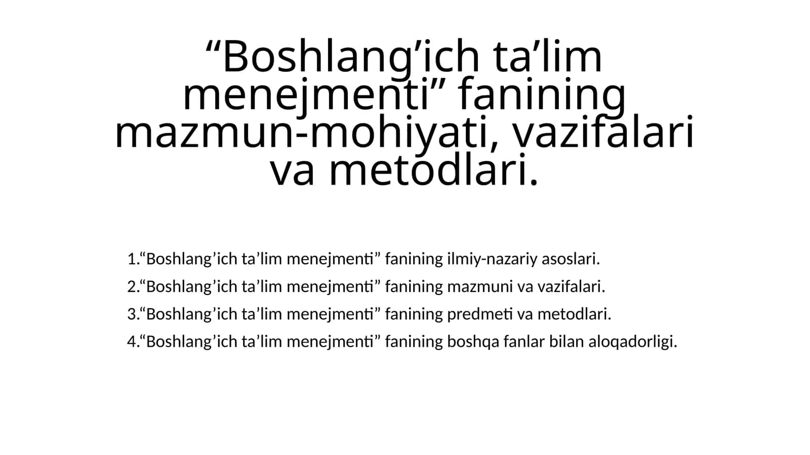Boshlang’ich ta’lim menejmenti