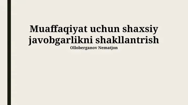 Shaxsiy javobgarlikni shakllantrish