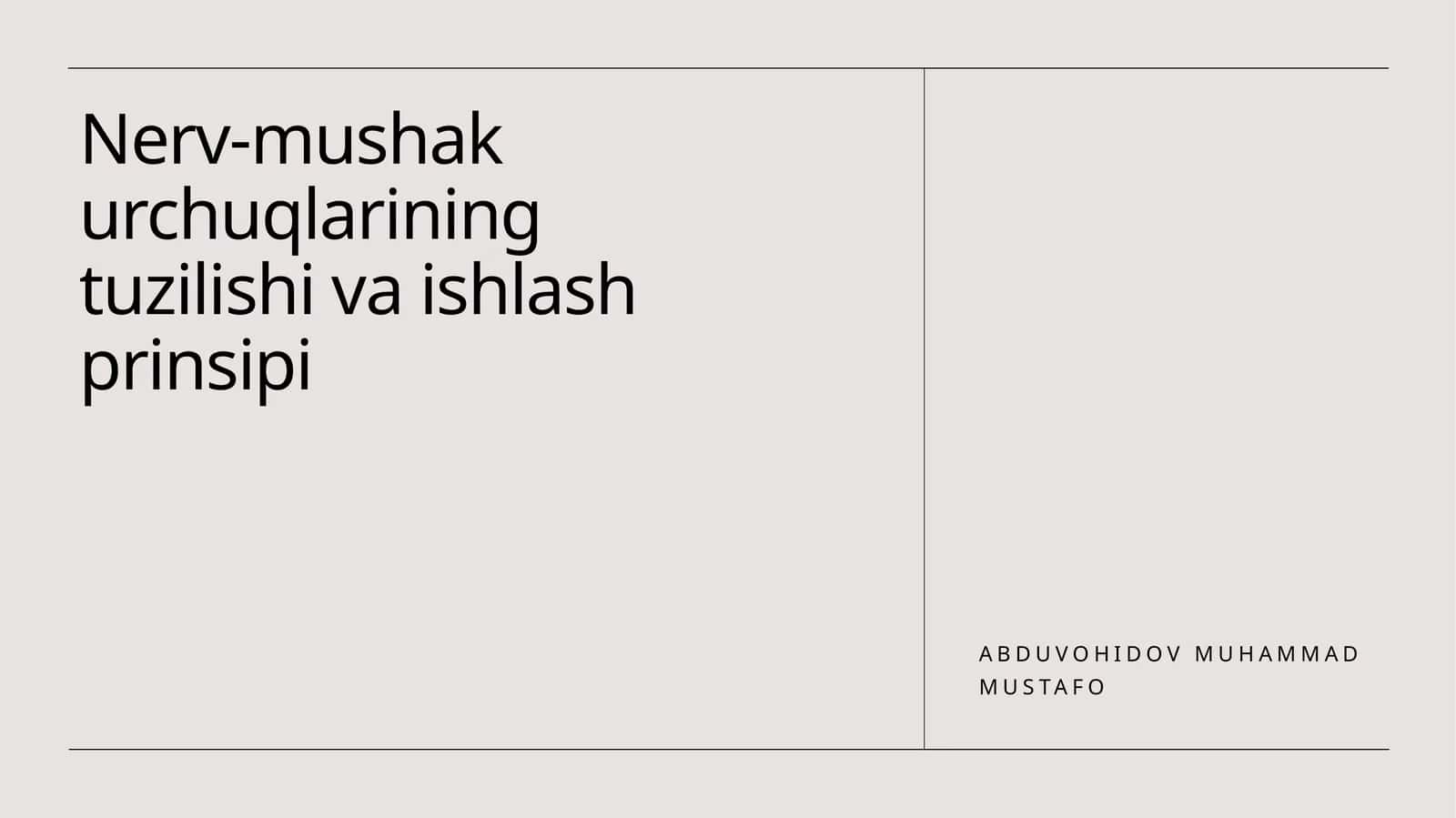 Nerv-mushak urchuqlarining tuzilishi va ishlash prinsipi