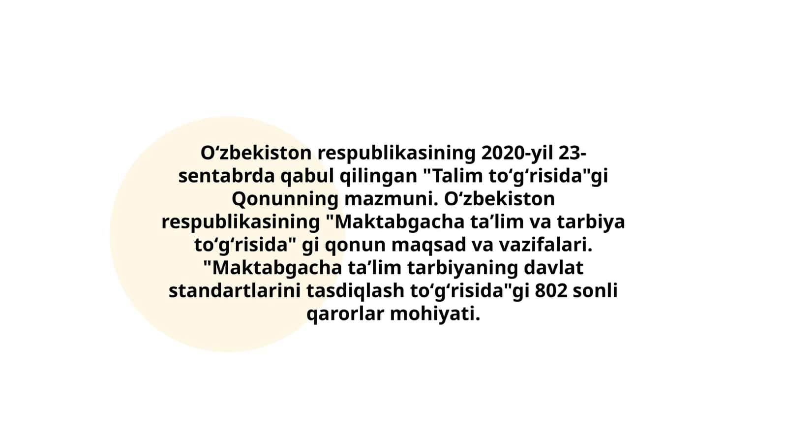 "Ta'lim to'g'risida"gi Qonunning mazmuni