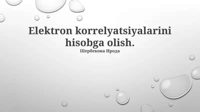 Elektron korrelyatsiyalarini hisobga olish
