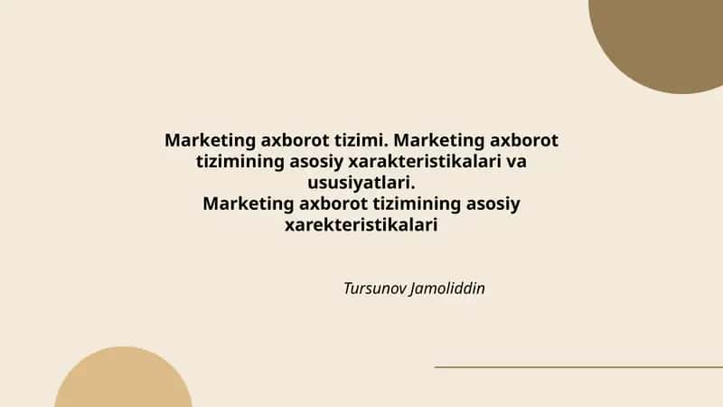 Marketing axborot tizimi