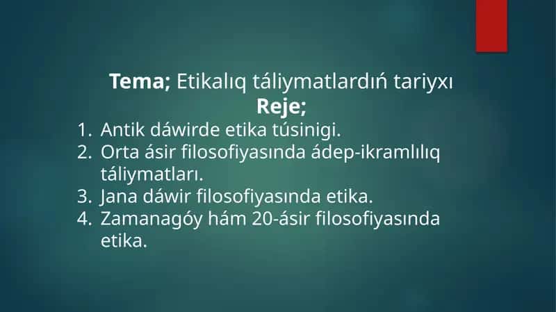 Etikalıq táliymatlardıń tariyxı