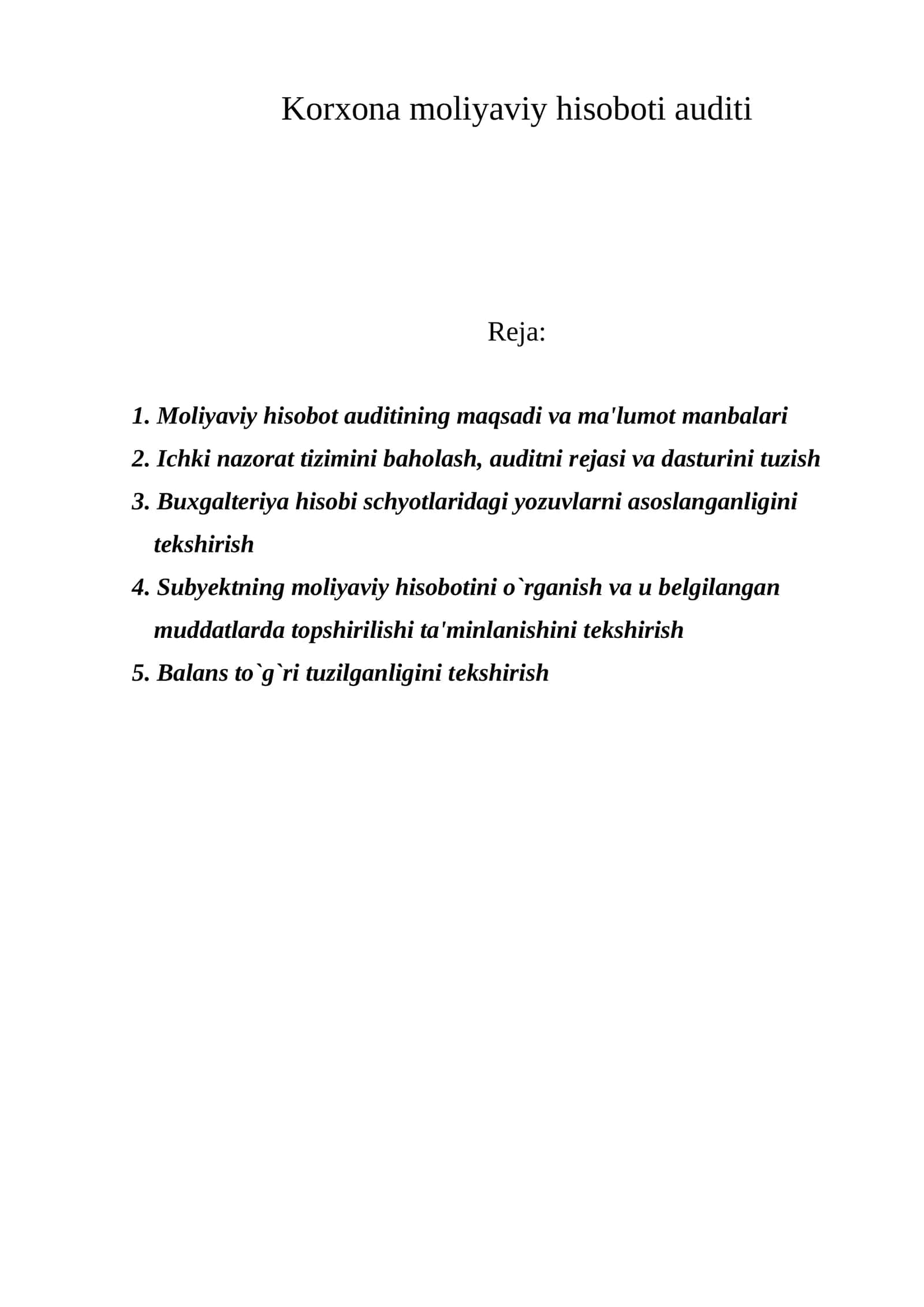 Korxona moliyaviy hisoboti auditi