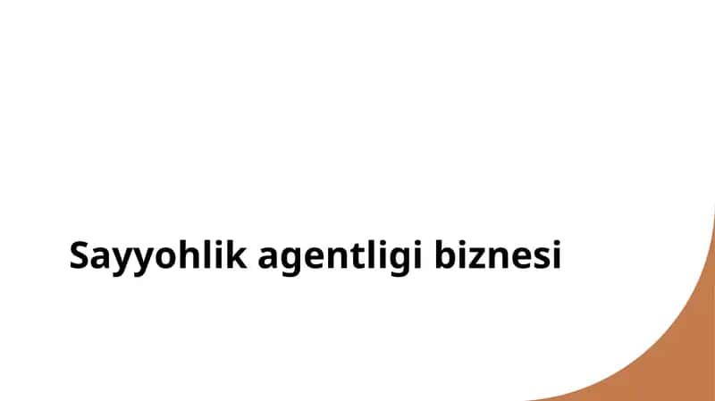 Sayyohlik agentligi biznesi
