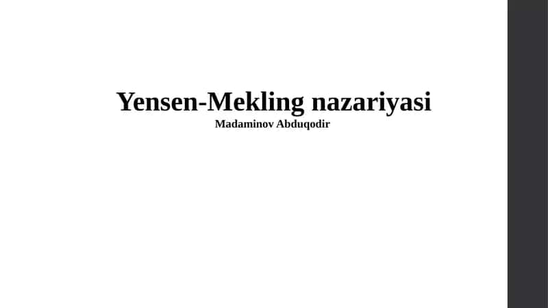 Yensen-Mekling nazariyasi