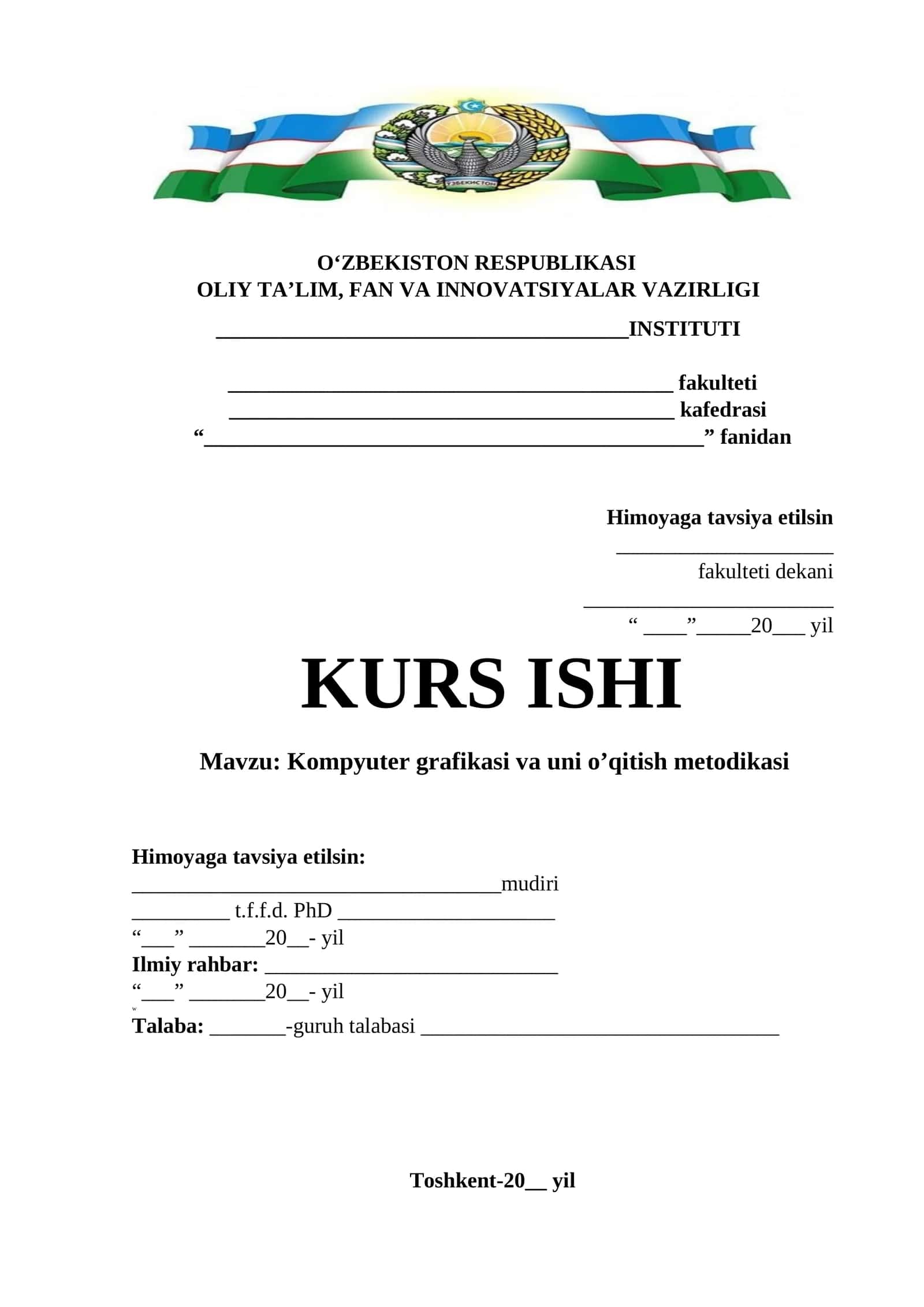Kompyuter grafikasi va uni o’qitish metodikasi