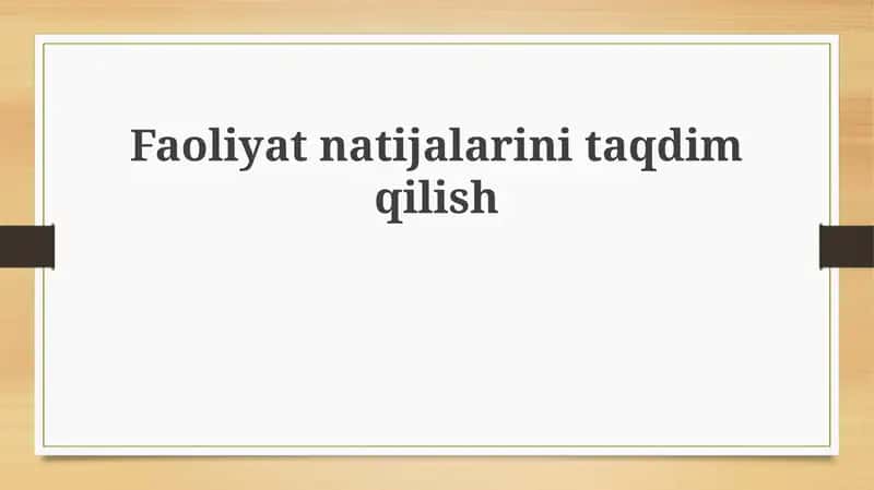 Faoliyat natijalari