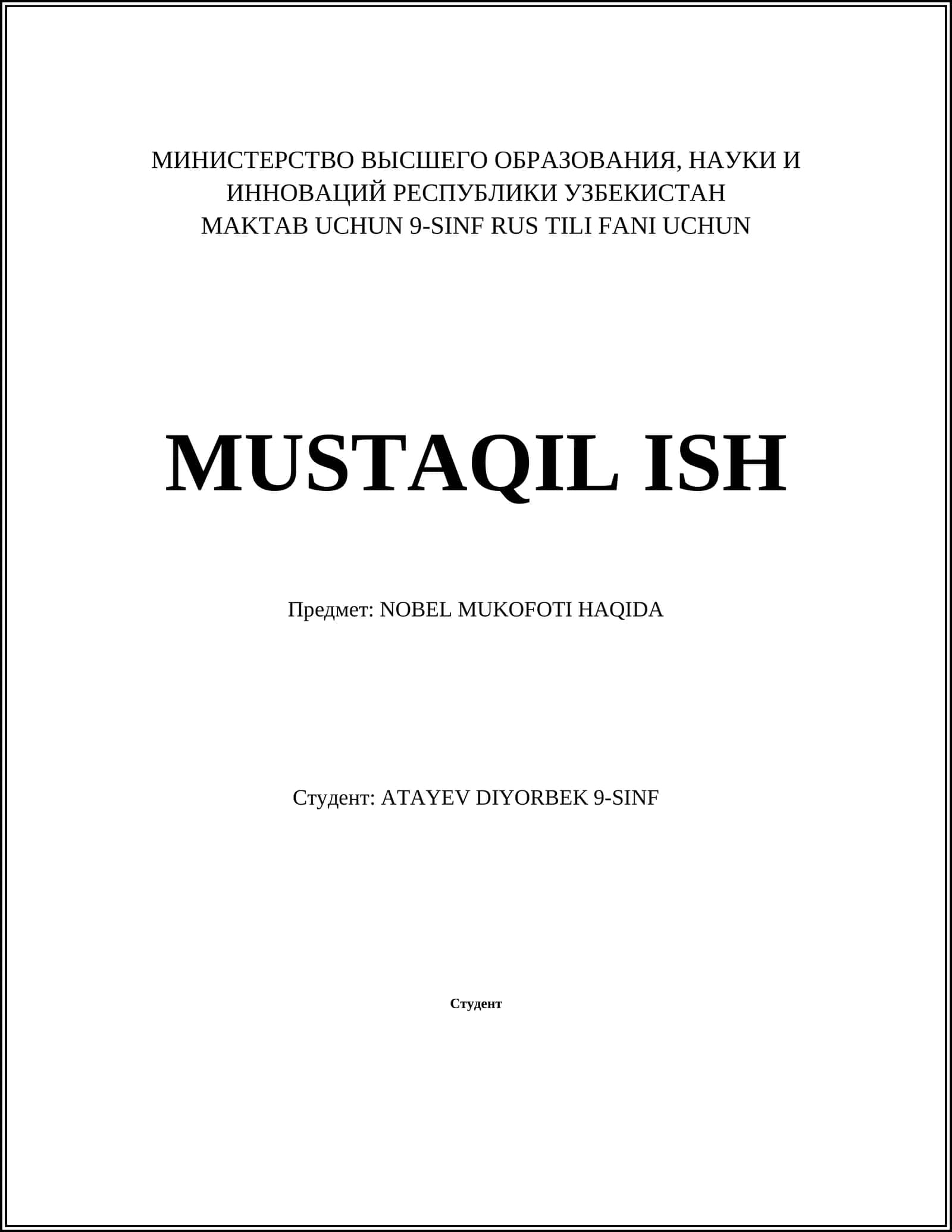 NOBEL MUKOFOTI HAQIDA