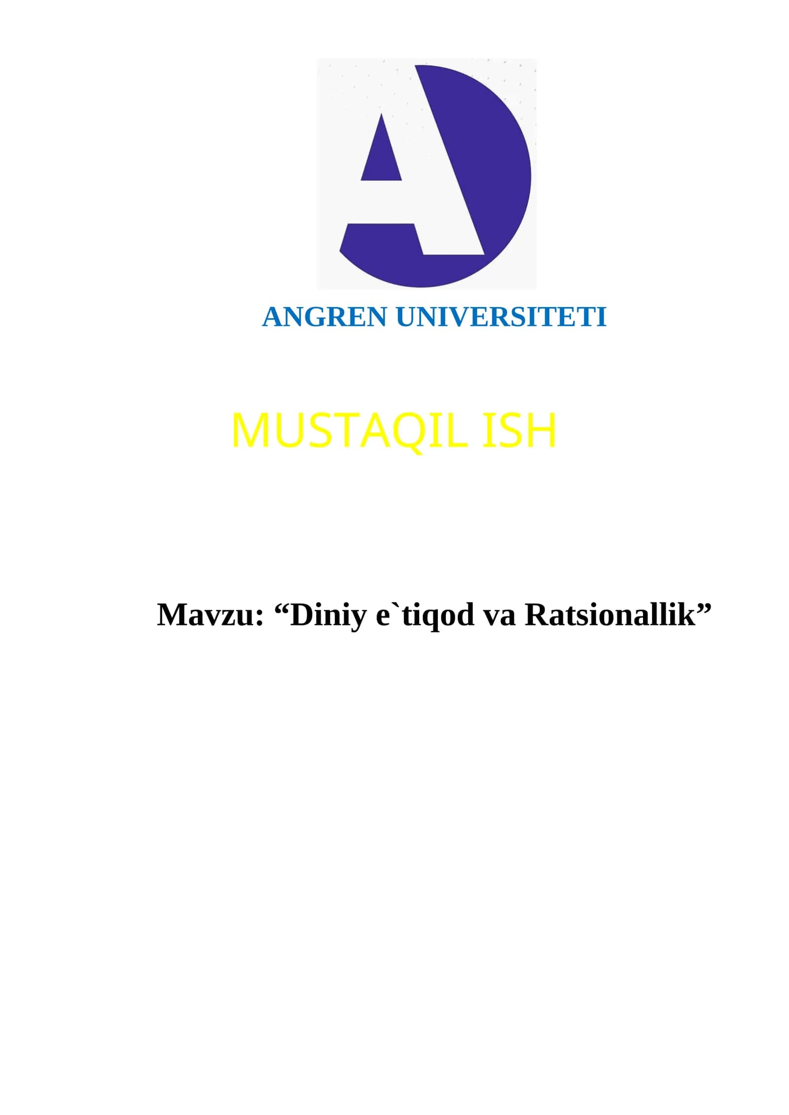 Diniy e`tiqod va Ratsionallik