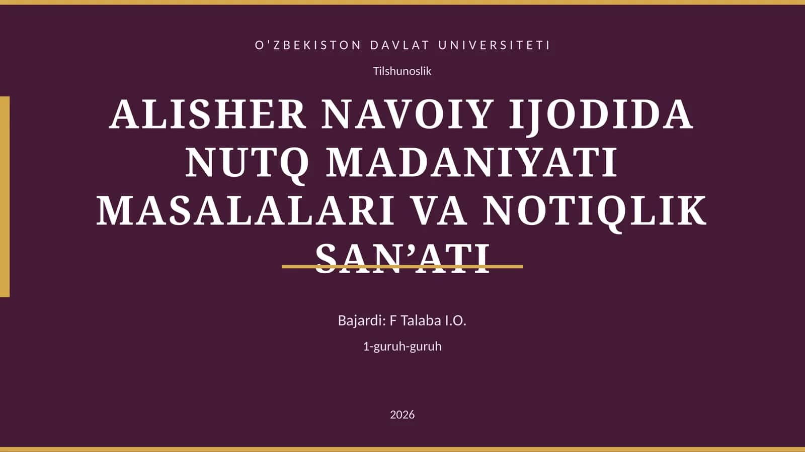 ALISHER NAVOIY IJODIDA NUTQ MADANIYATI MASALALARI VA NOTIQLIK SAN’ATI