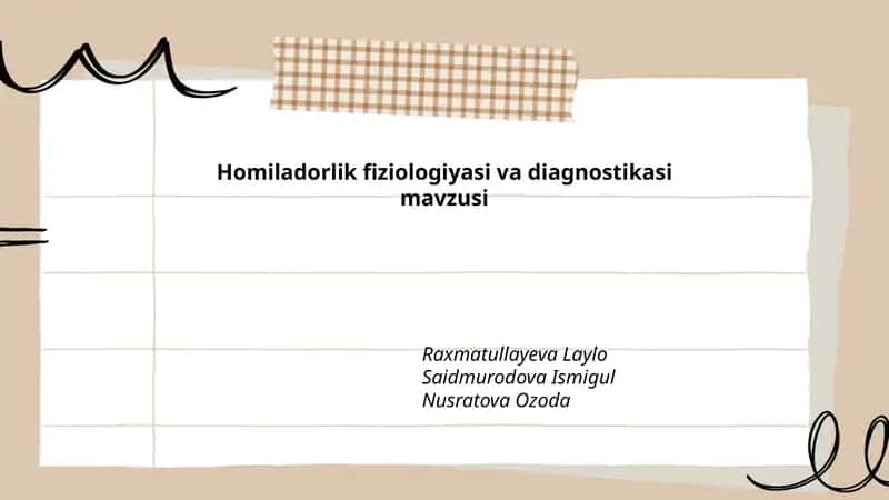 Homiladorlik fiziologiyasi va diagnostikasi