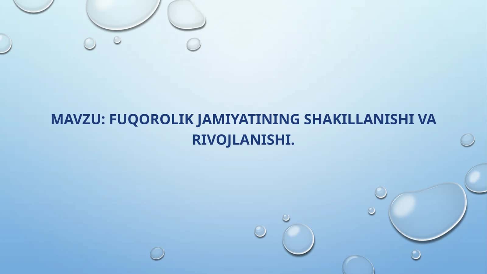 Fuqorolik jamiyatining shakillanishi va rivojlanishi