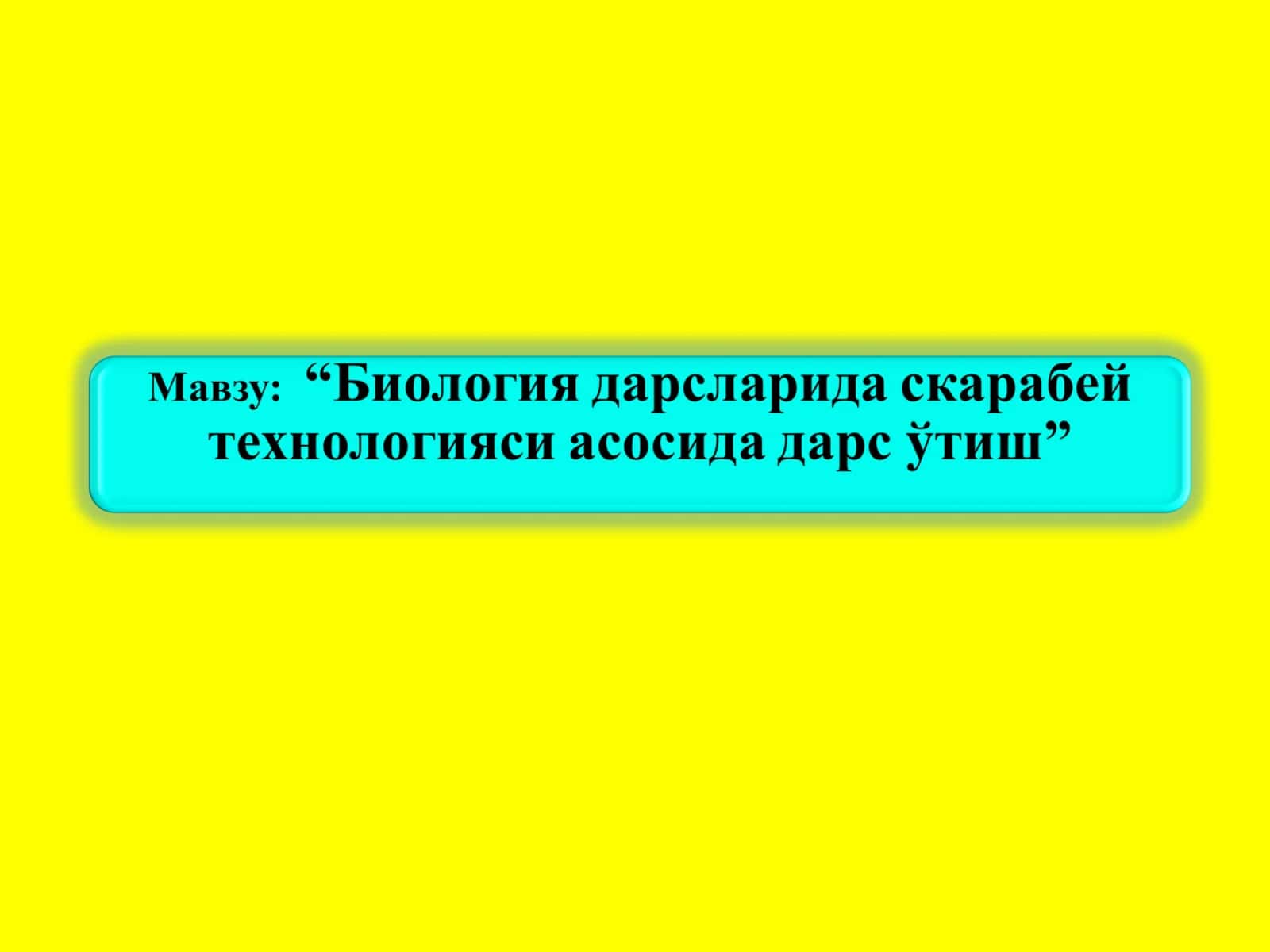 Биология дарсларида скарабей технологияси асосида дарс ўтиш
