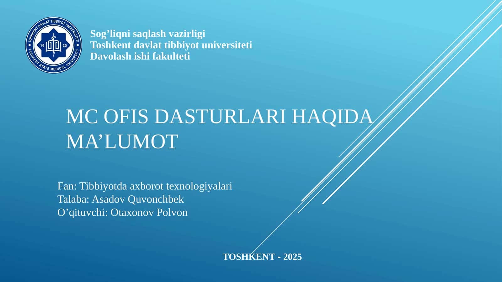 MC OFIS DASTURLARI HAQIDA MA’LUMOT
