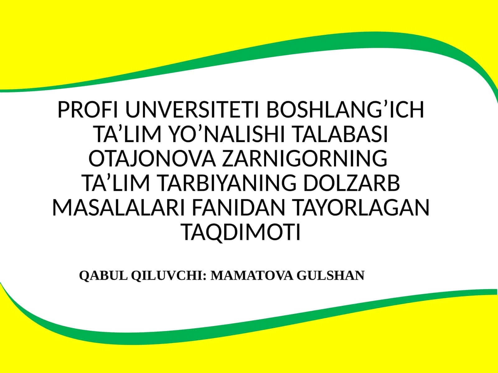 Kreativ ta’limdan boshlang‘ich ta’lim tizimida foydalanish.