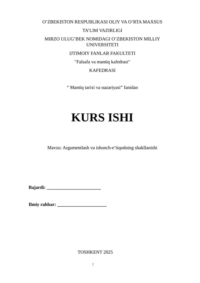 Argumentlash va ishonch-e’tiqodning shakllanishi