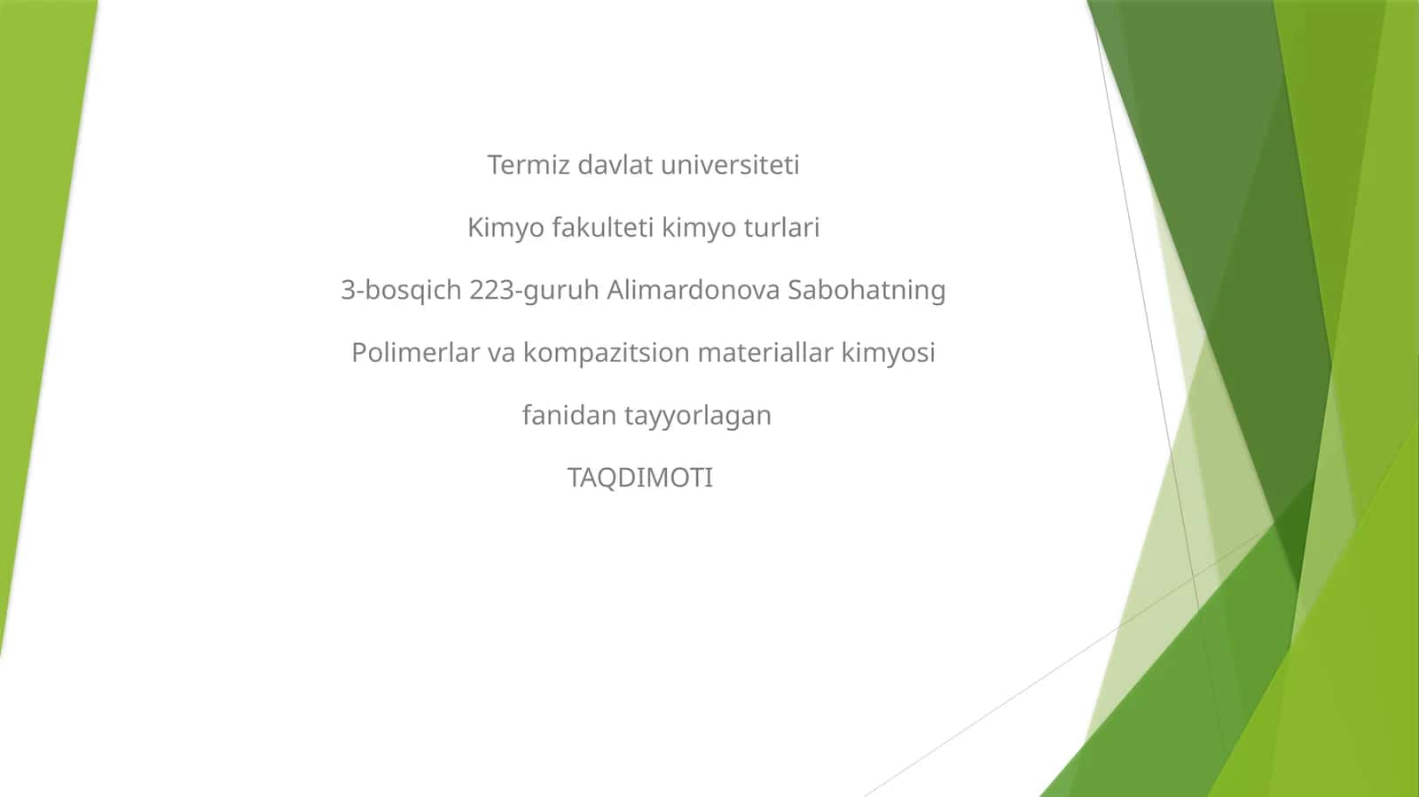 Polimerlar vakompazitsion materiallar kimyosi