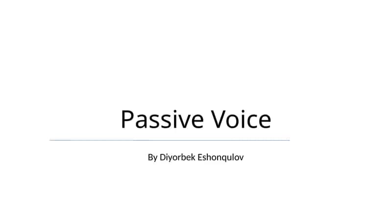 Passive Voice