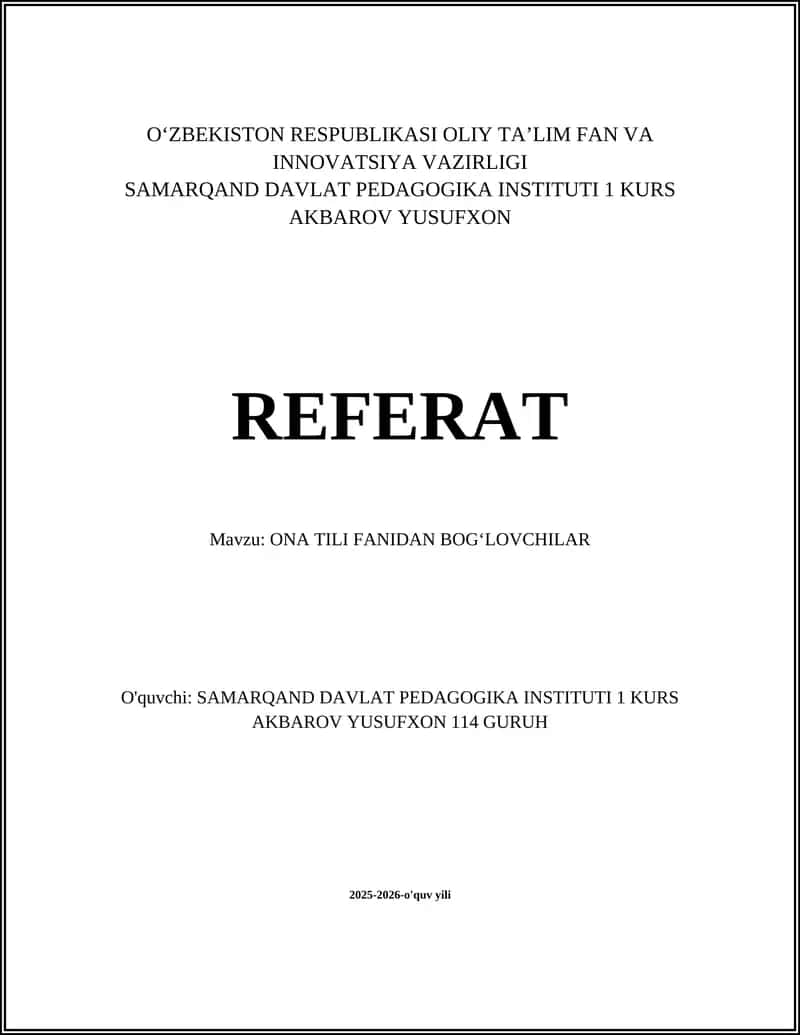 ONA TILI FANIDAN BOGʻLOVCHILAR
