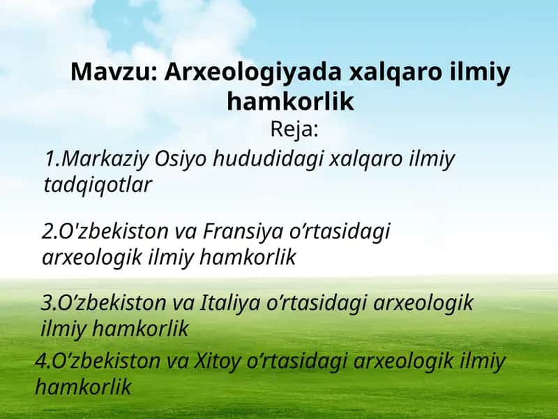 Arxeologiyadaxalqaroilmiyhamkorlik