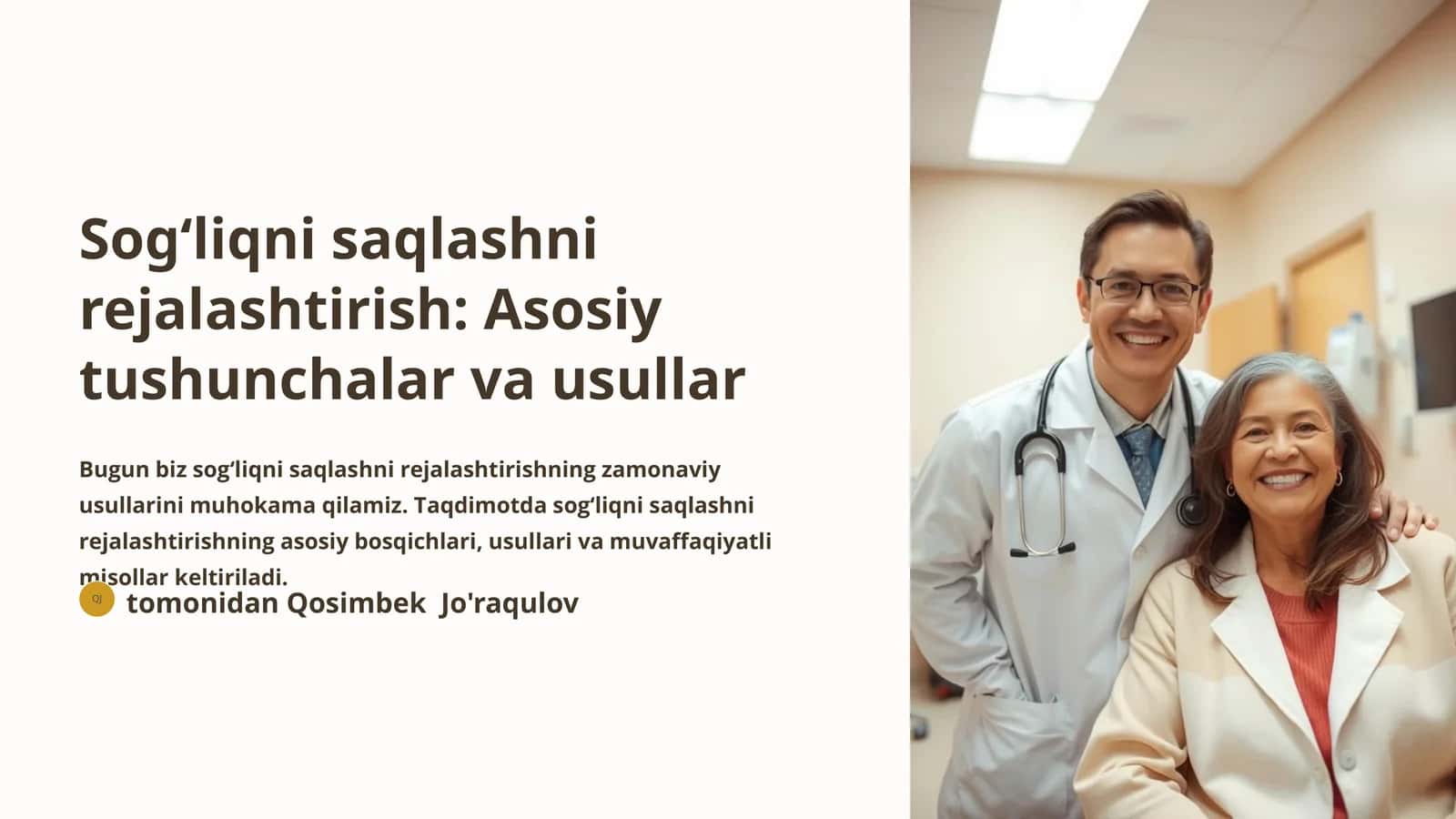 Sog‘liqni saqlashni rejalashtirish: Asosiy tushunchalar va usullar