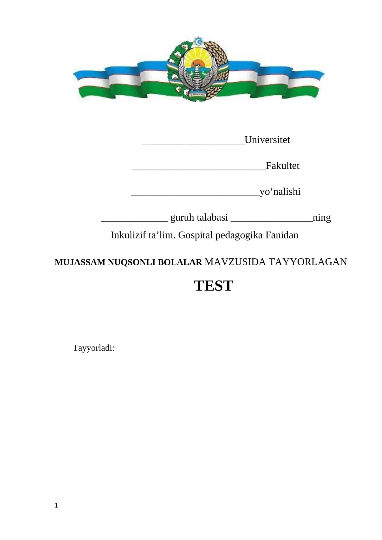 MUJASSAM NUQSONLI BOLALAR