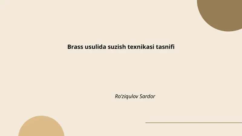 Brass usulida suzish texnikasi tasnifi