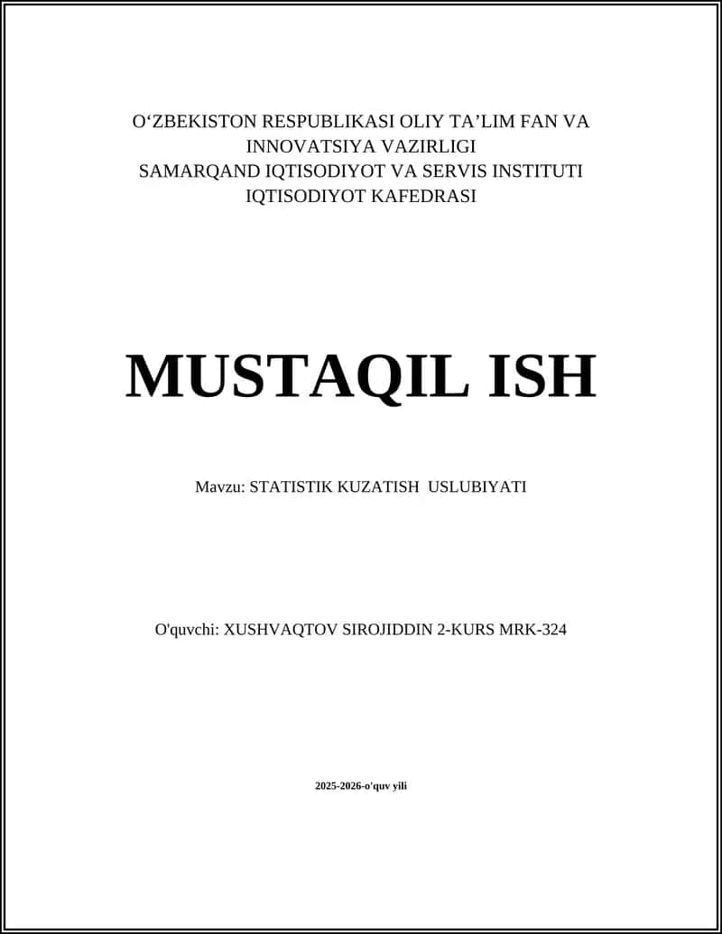 STATISTIK KUZATISH USLUBIYATI