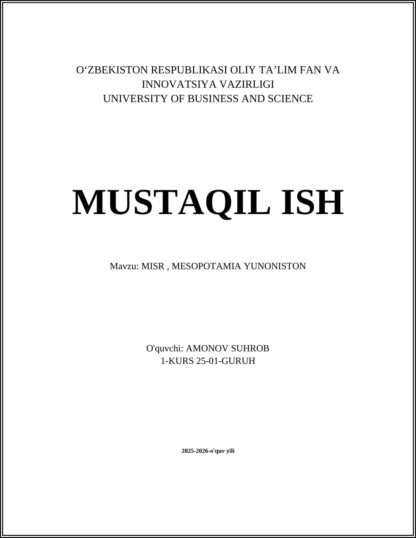 MISR, MESOPOTAMIA YUNONISTON
