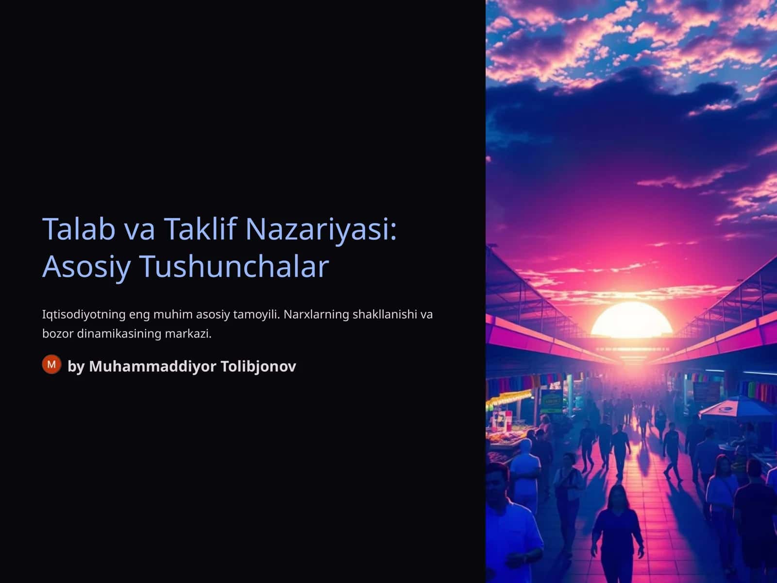 Talab va Taklif Nazariyasi: Asosiy Tushunchalar