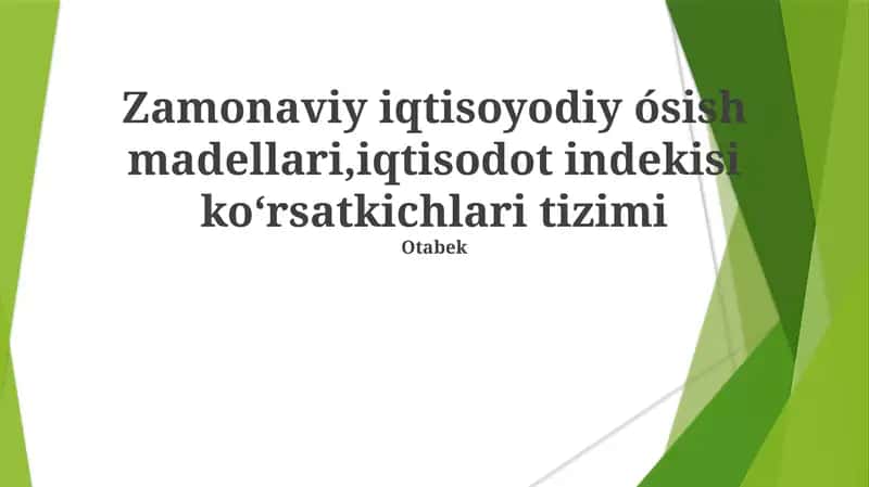 Zamonaviy iqtisodiy o'sish modellari