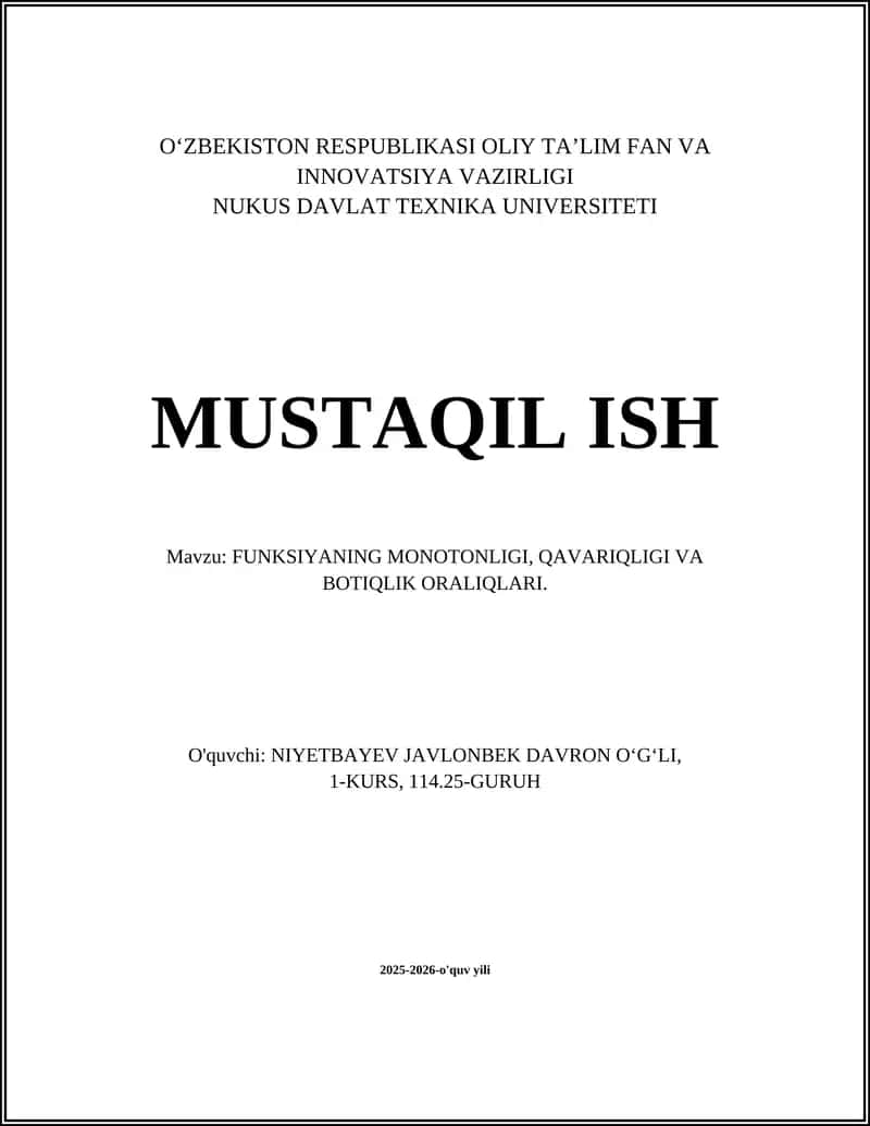 Funktsiyaning Monotonligi