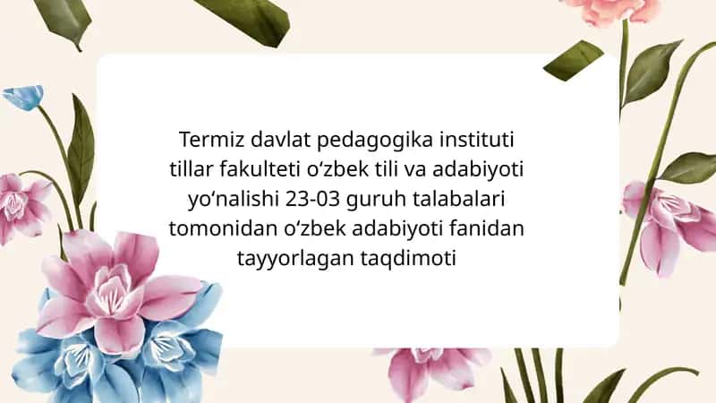 Alisher Navoiy hayoti va ijodi