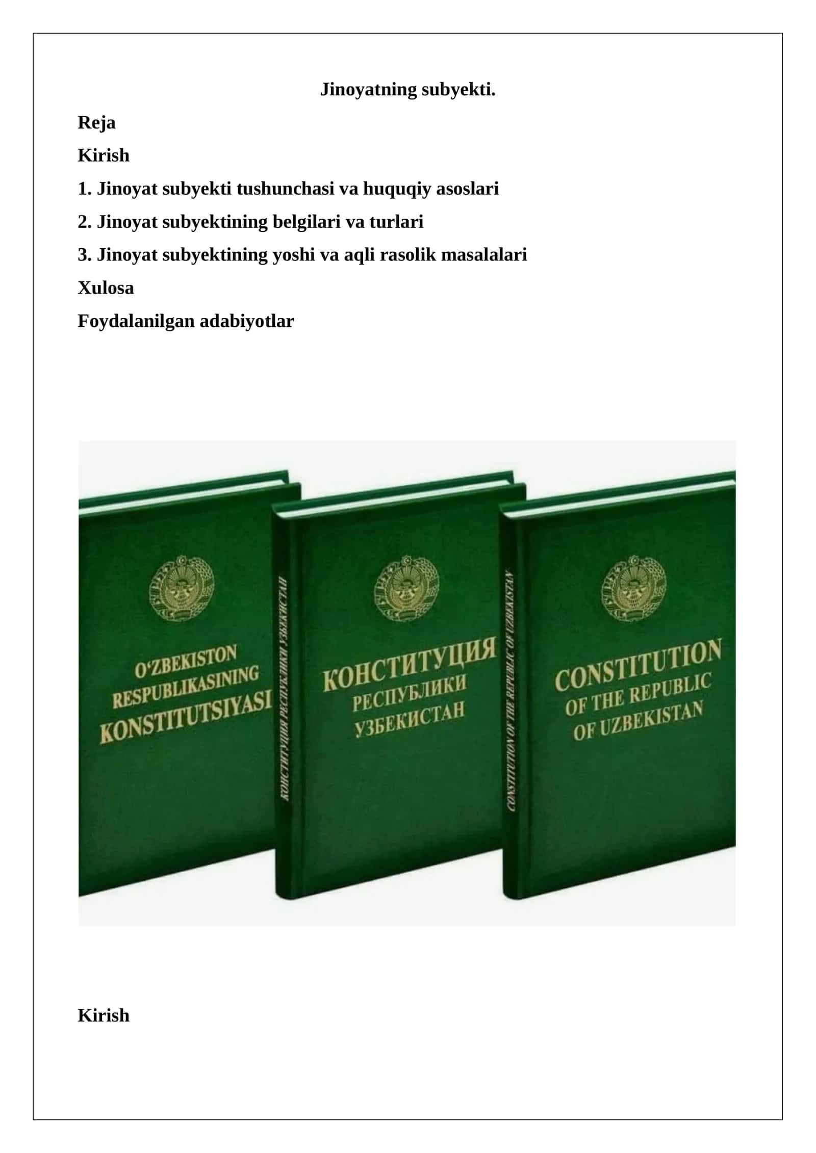 Jinoyatning subyekti