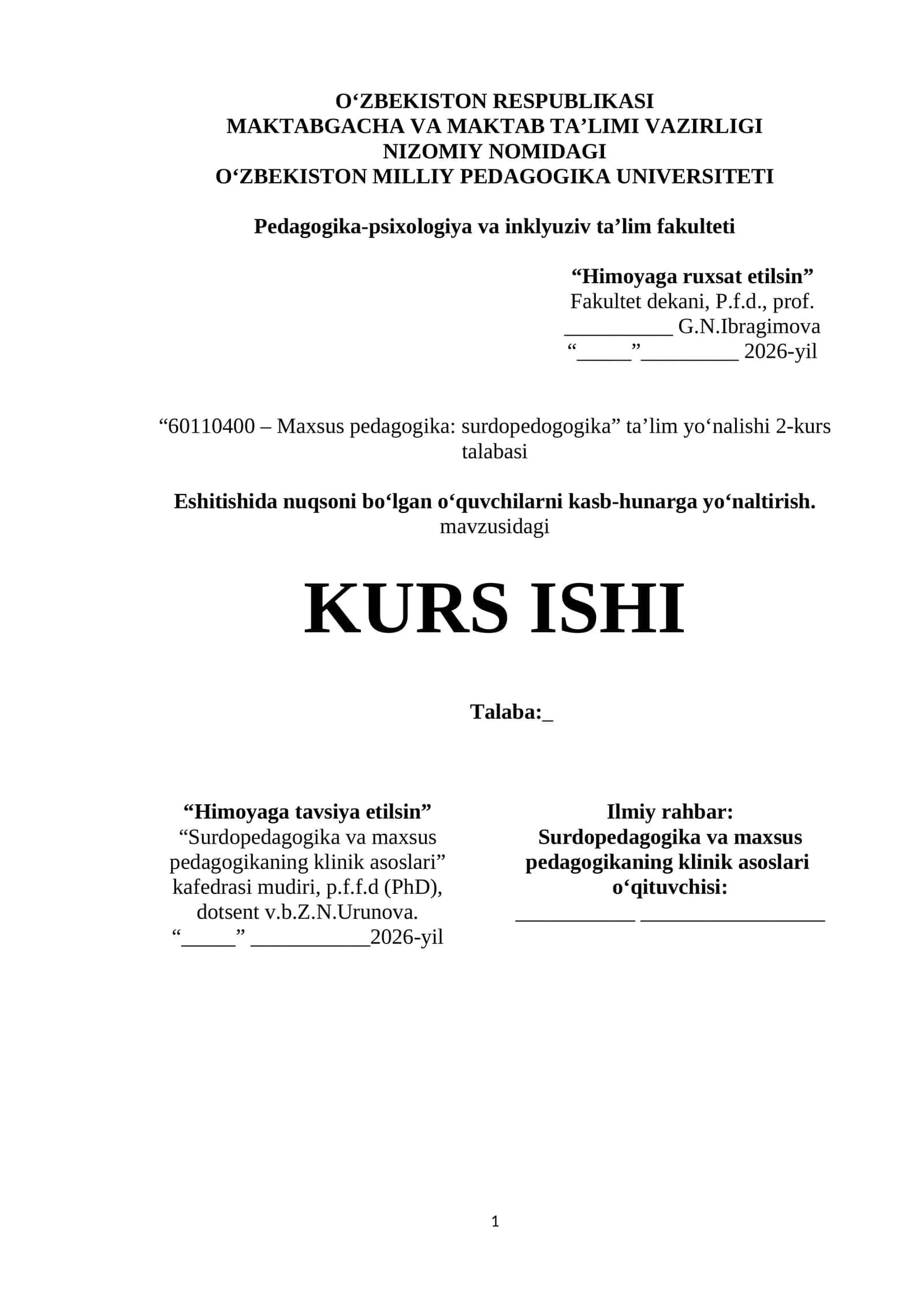 Eshitishida nuqsoni bo‘lgan o‘quvchilarni kasb-hunarga yo‘naltirish.
