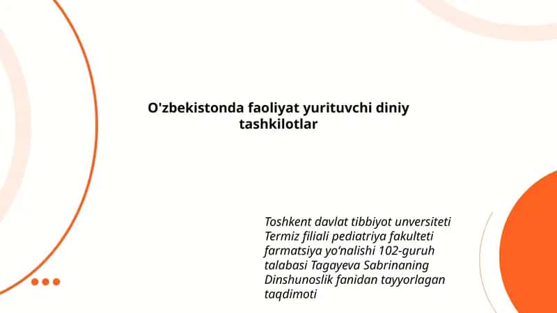 Dinshunoslik fanidan tayyorlagan taqdimoti