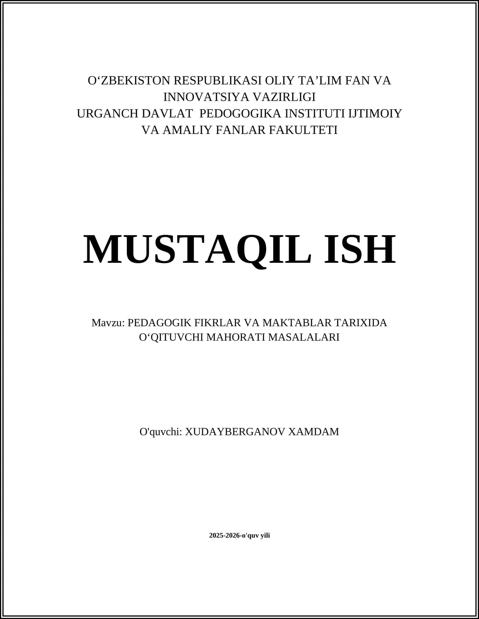 PEDAGOGIK FIKRLAR VA MAKTABLAR TARIXIDA OʻQITUVCHI MAHORATI MASALALARI