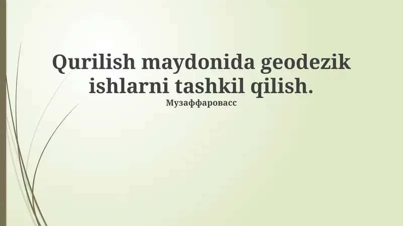 Geodezik ishlarni bajarish