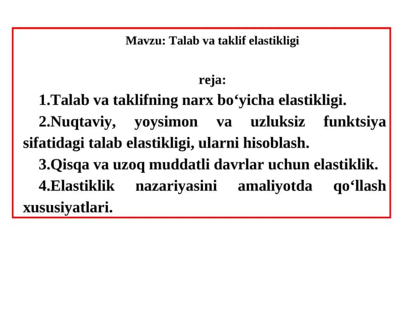 Talab va taklif elastikligi