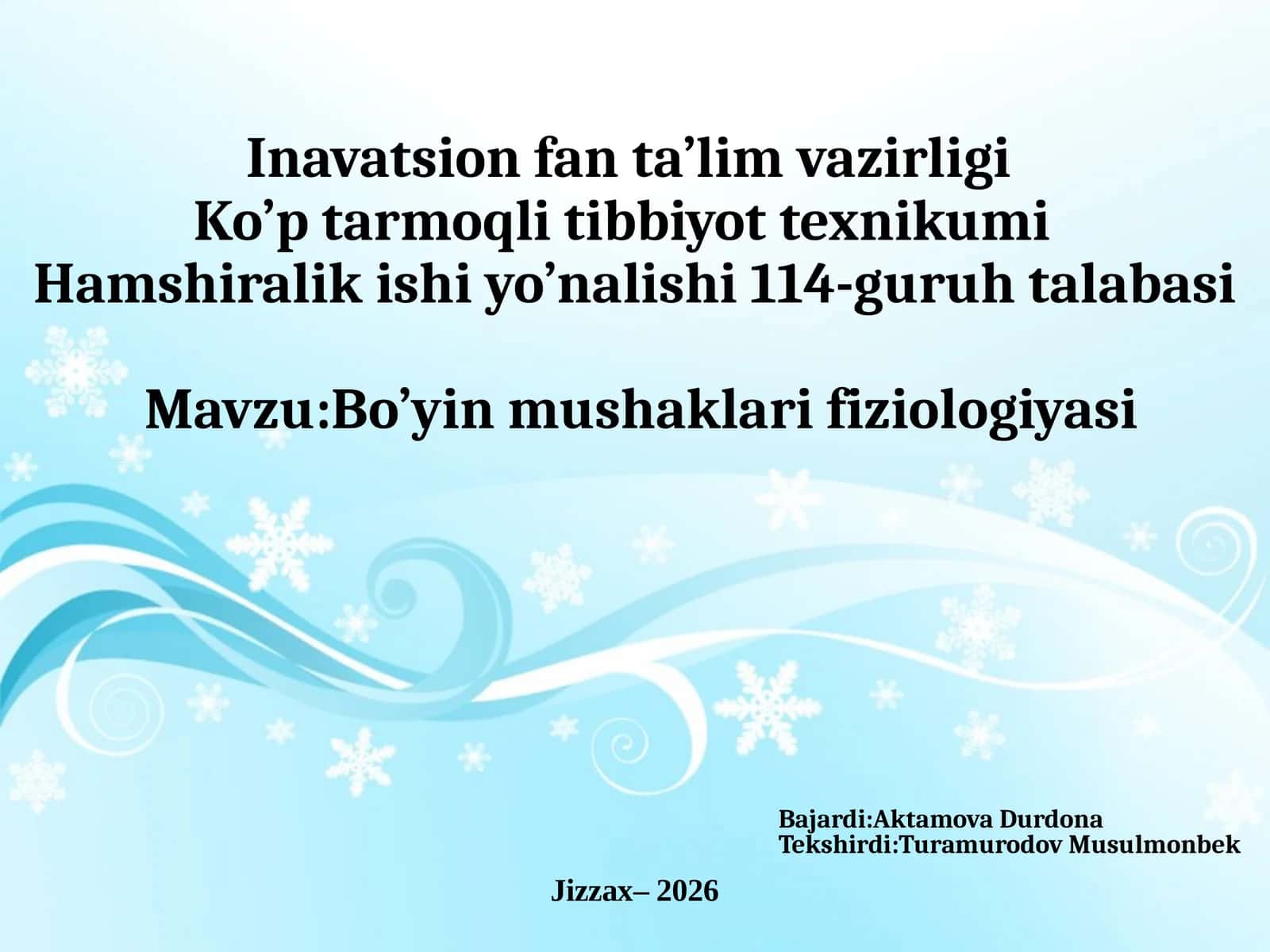 Bo’yin mushaklari fiziologiyasi