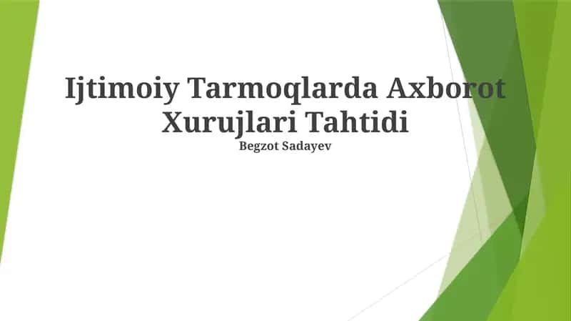 Ijtimoiy Tarmoqlarda Axborot Xurujlari Tahtidi