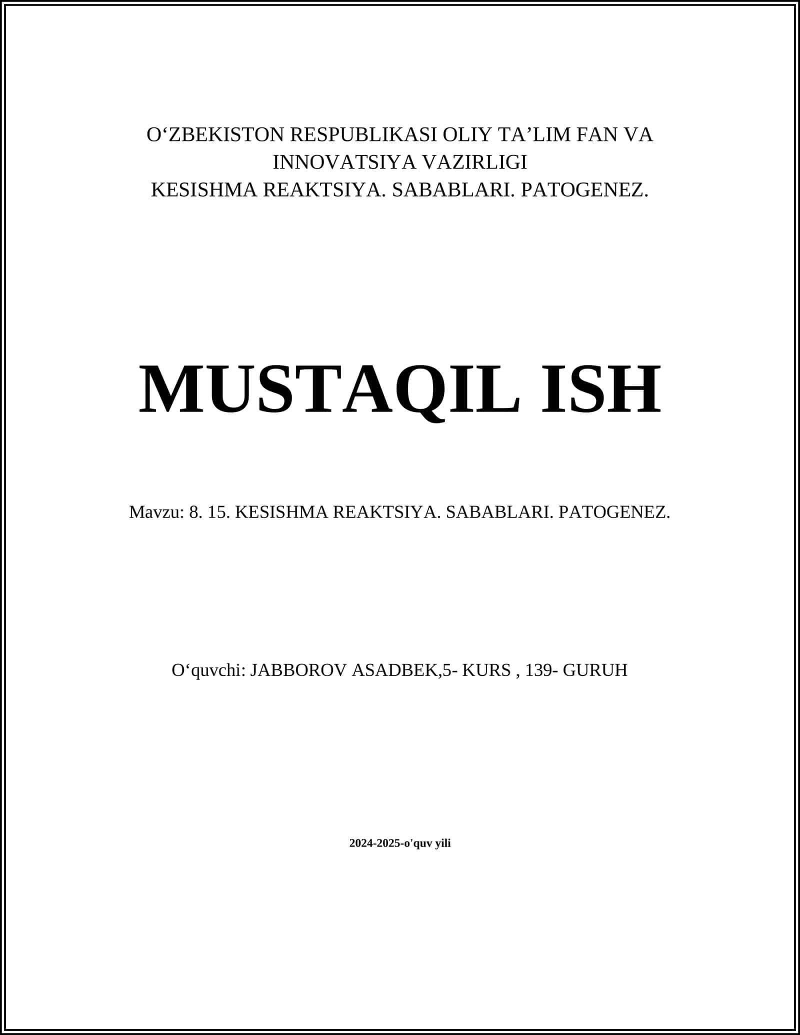 Kesishma Reaksiya