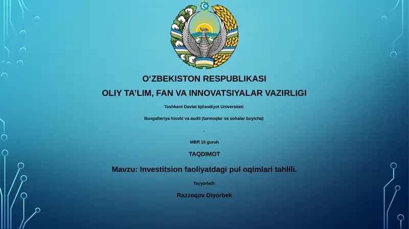 Investitsion faoliyatdagi pul oqimlari tahlili