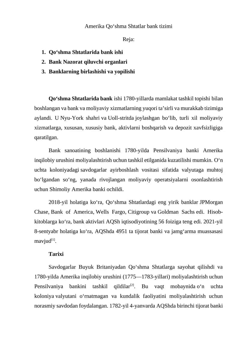 Amerika Qoʻshma Shtatlar bank tizimi