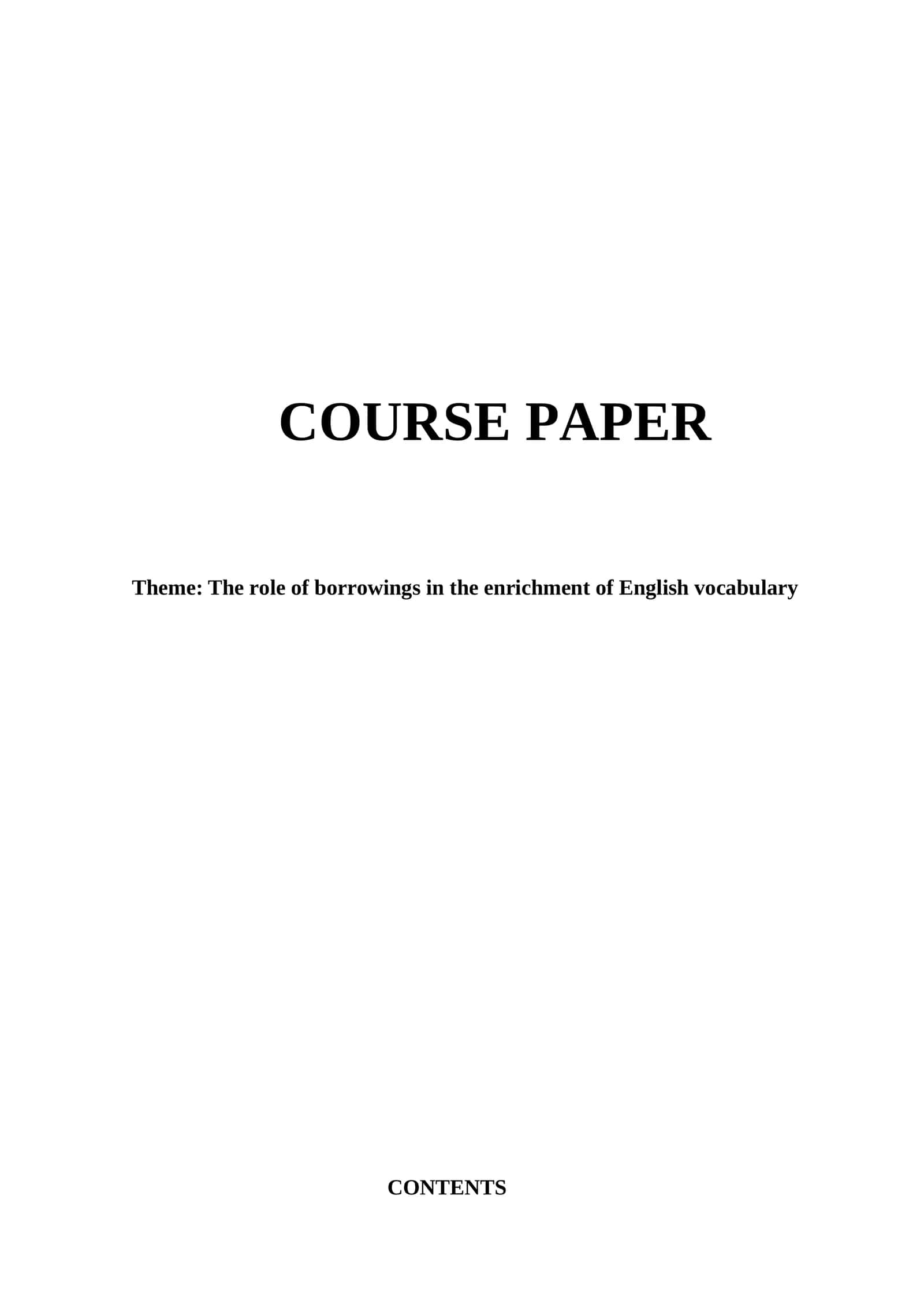 The role of borrowings in the enrichment of English vocabulary