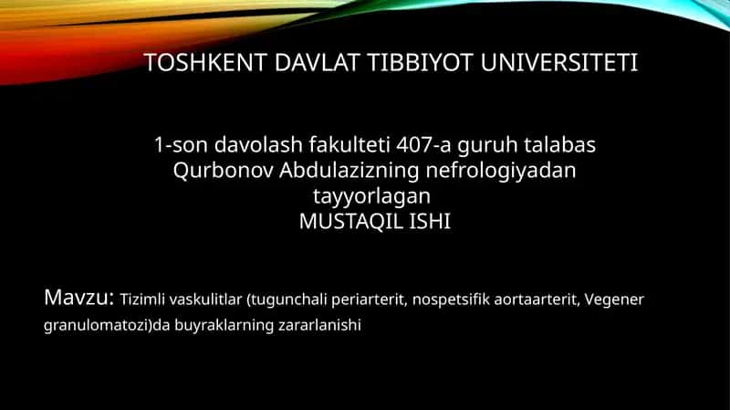 Toshkent Davlat Tibbiyot Universiteti