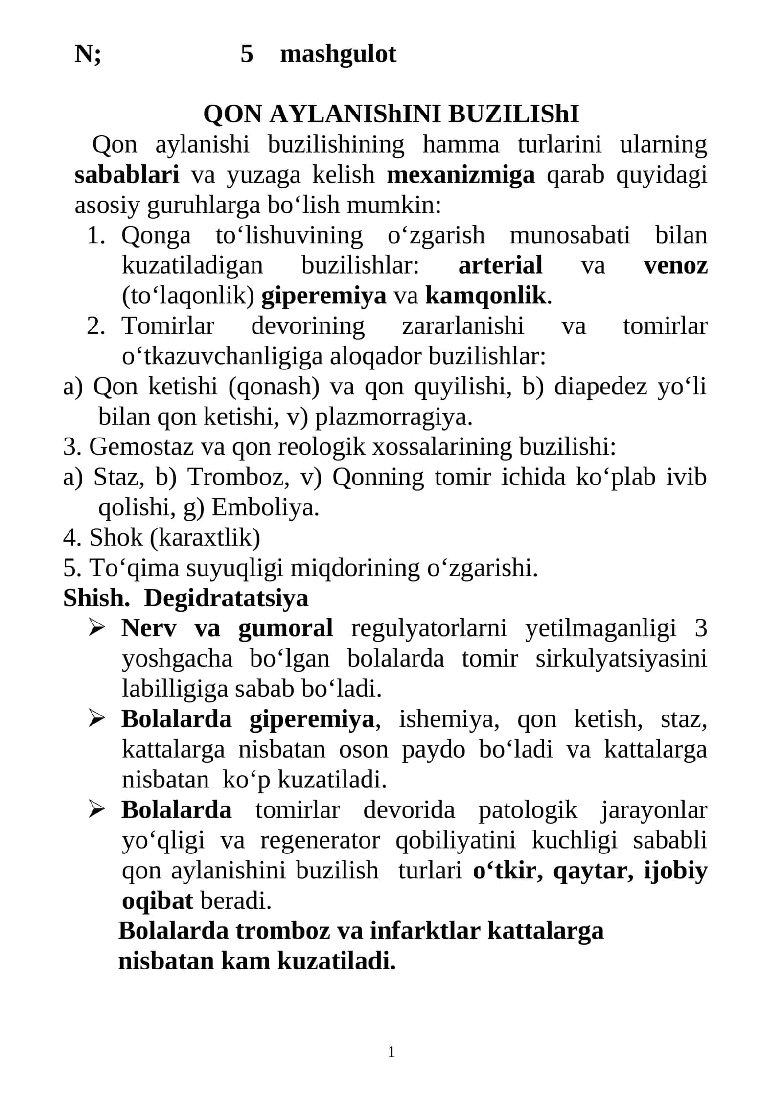 Qon aylanishini buzilishi