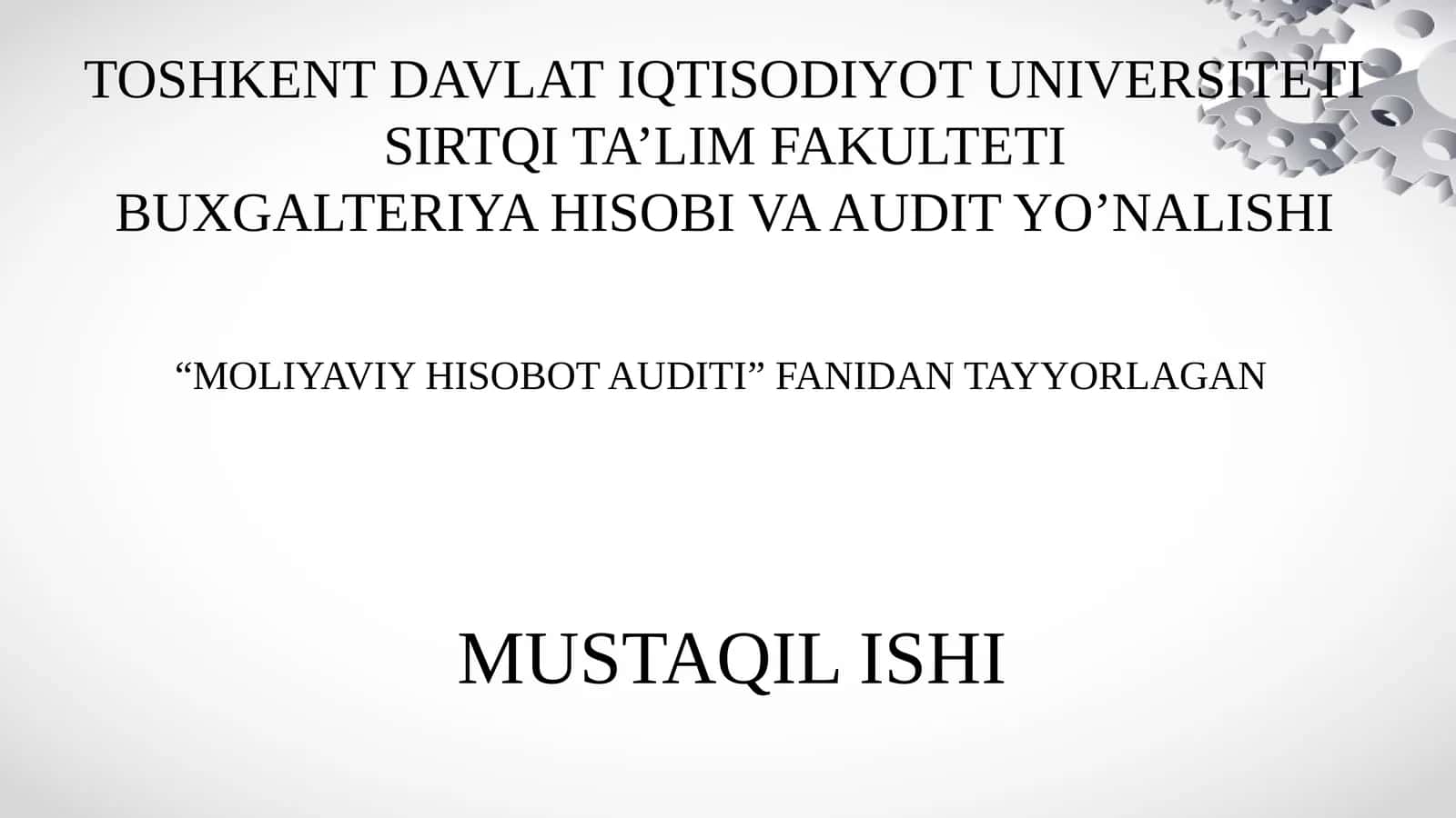 Debitorlik va Kreditorlik Qarzlari Auditini Tashkil Etish