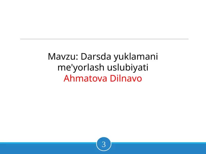 Darsda yuklamani me'yorlash uslubiyati